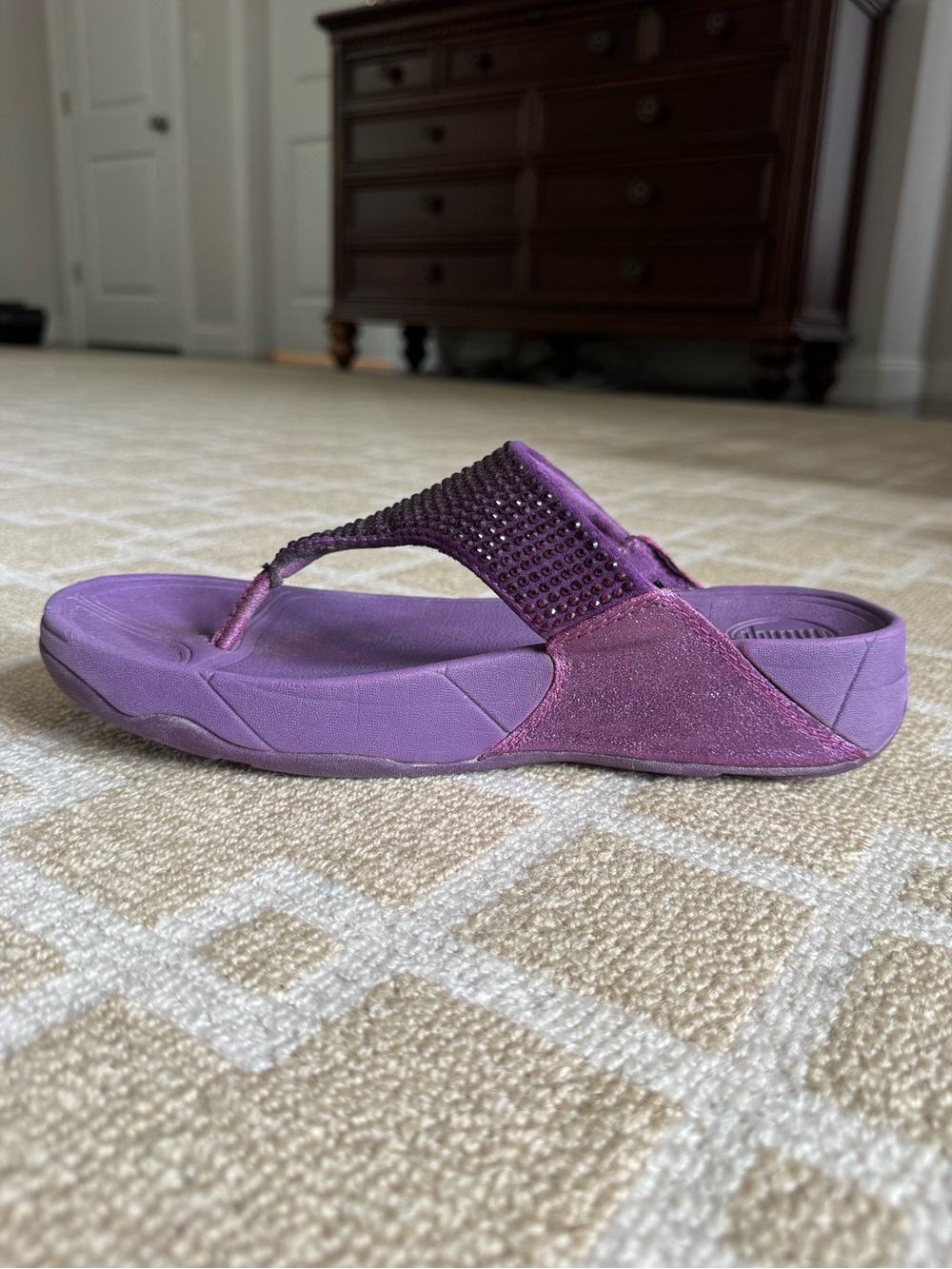 FitFlop Lulu Crystal Embellished Flip Flop Thong Sandals Purple Size 8 - Picture 6 of 13